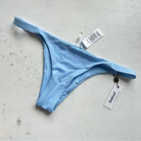 NWT Vitamin A Carmen Bikini Bottom in Cielo Rib - Picture 1 of 9